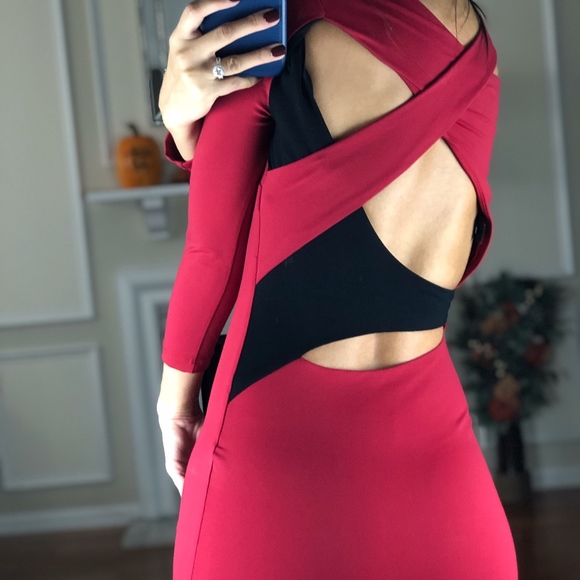 BEBE Sexy Open Back Cutout Fitted Dress, - Picture 1 of 8
